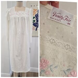 Vanity Fair White Nightgown with Pink Accents